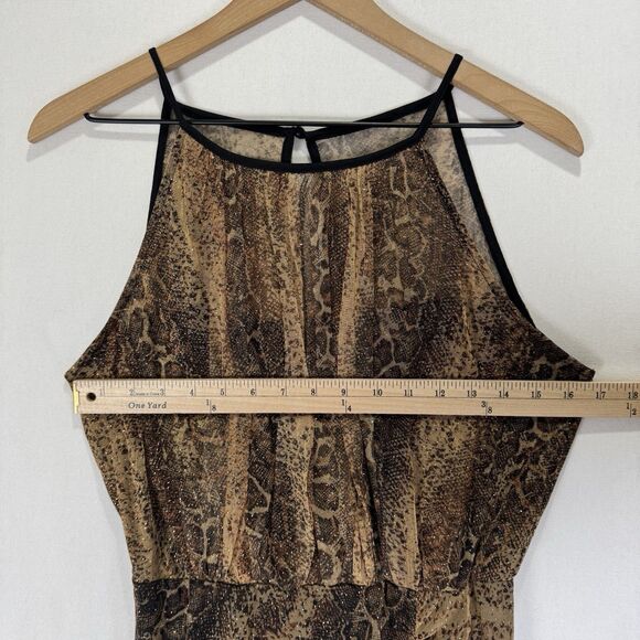 Vtg Candalite Dress Womens Medium Brown Sparkle Maxi Cocktail Event Tulle Ruched - Picture 13 of 16